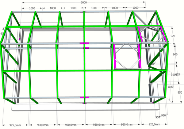 На чертежах теплицы зачастую указываются размеры всех важных конструкционных элементов 