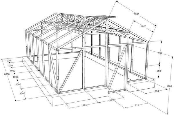 Чертеж теплицы из поликарбоната