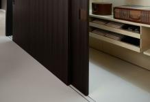large-brown-wooden-sliding-door-mixed-with-wooden-closet-organizer-also-white-lighting-idea