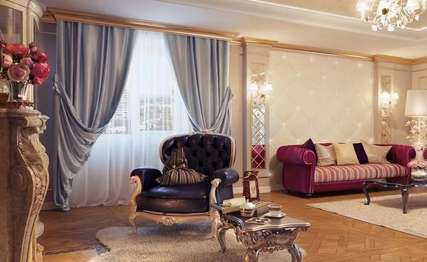 Выбирая итальянские шторы для гостиной, стоит учитывать размеры и стиль помещения 