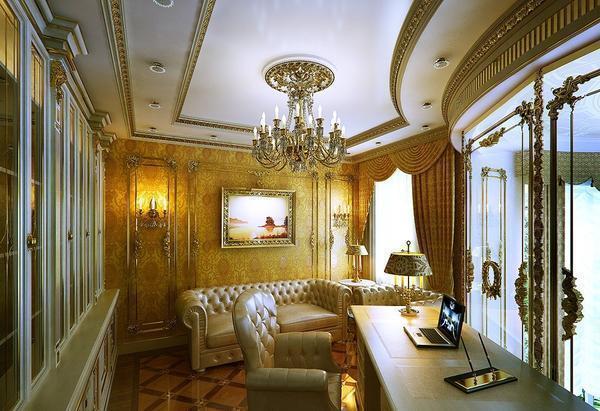Обои золотого цвета в интерьере позволят обозначить высокий статус обитателей жилища, подчеркнут аристократическую роскошь обстановки и богатство дизайна