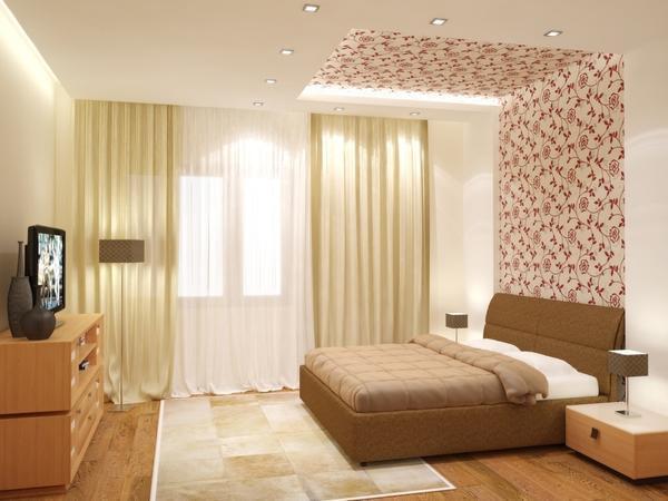 Выбирая цвет обоев для потолка, учитывайте освещенность комнаты и особенность интерьера