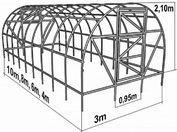 Перед изготовлением эко-парника стоит выполнить его чертеж, указав все размеры 