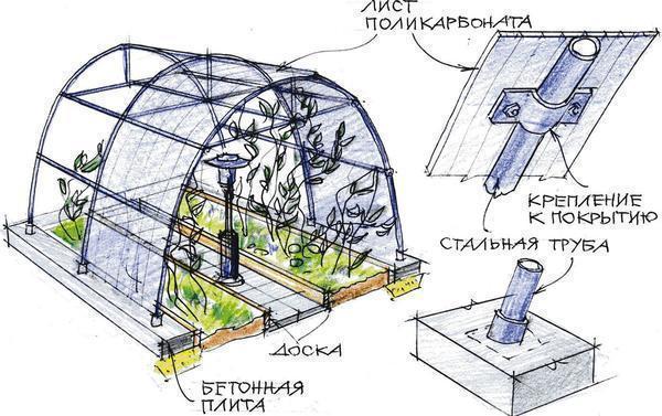 Для постройки теплицы из поликарбоната рекомендуется применять металлический или алюминиевый каркас 